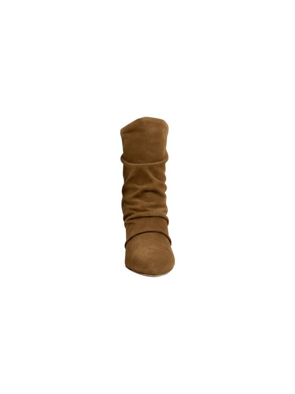 Stivaletto drappeggiato in camoscio