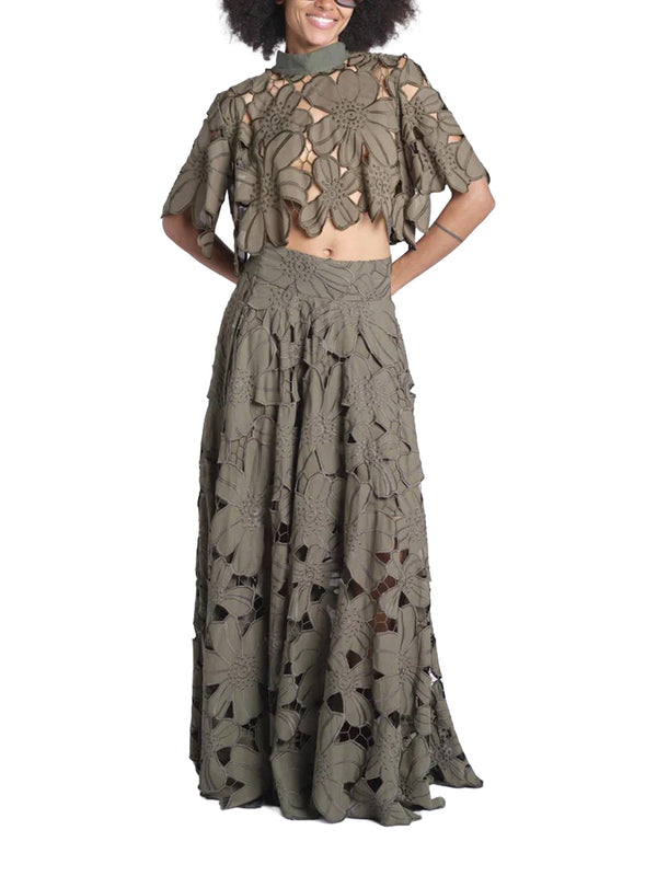Blusa cropped in sangallo