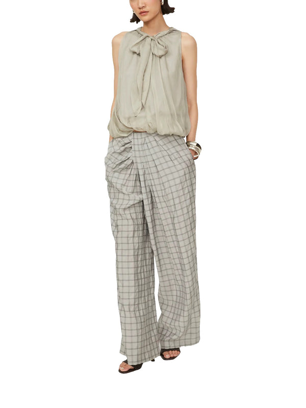 Pantalone a quadri drappeggiato