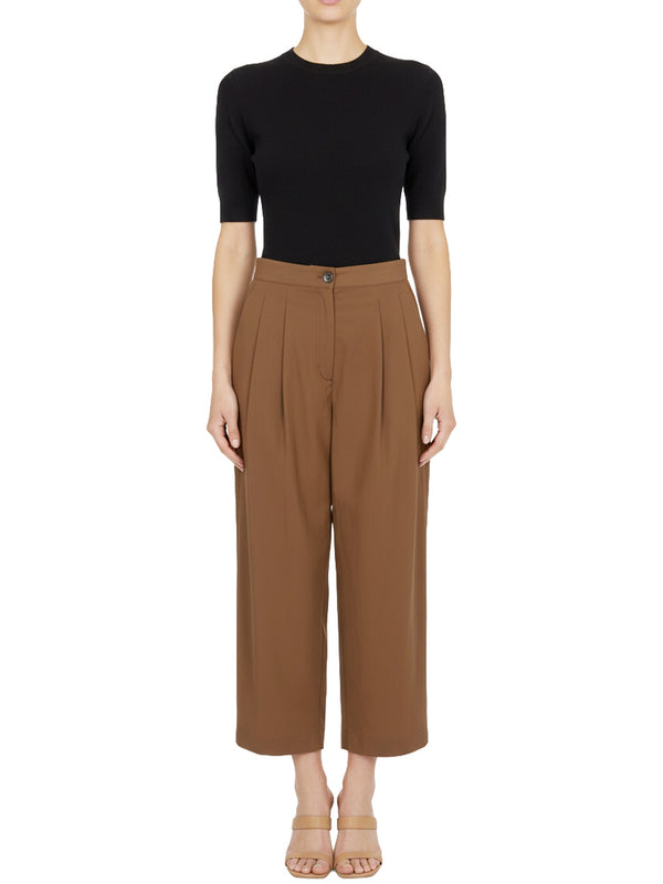 Pantalone con pence in cotone