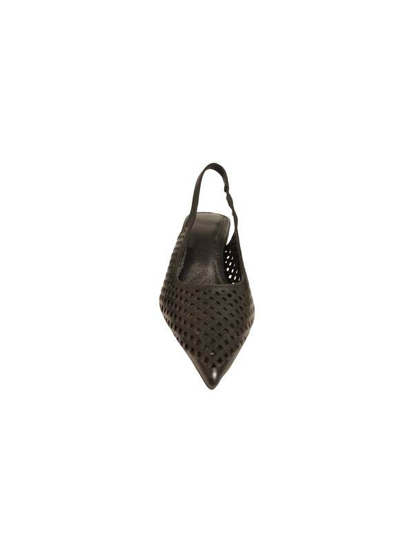 Décolleté slingback in pelle a rete