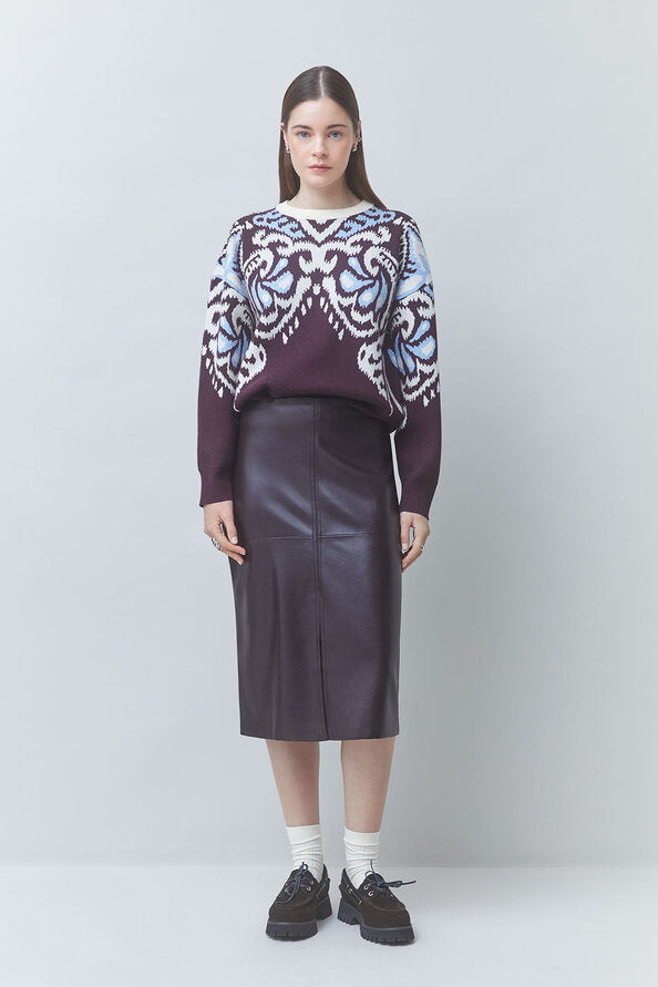Graphic Knit & Plum Leather