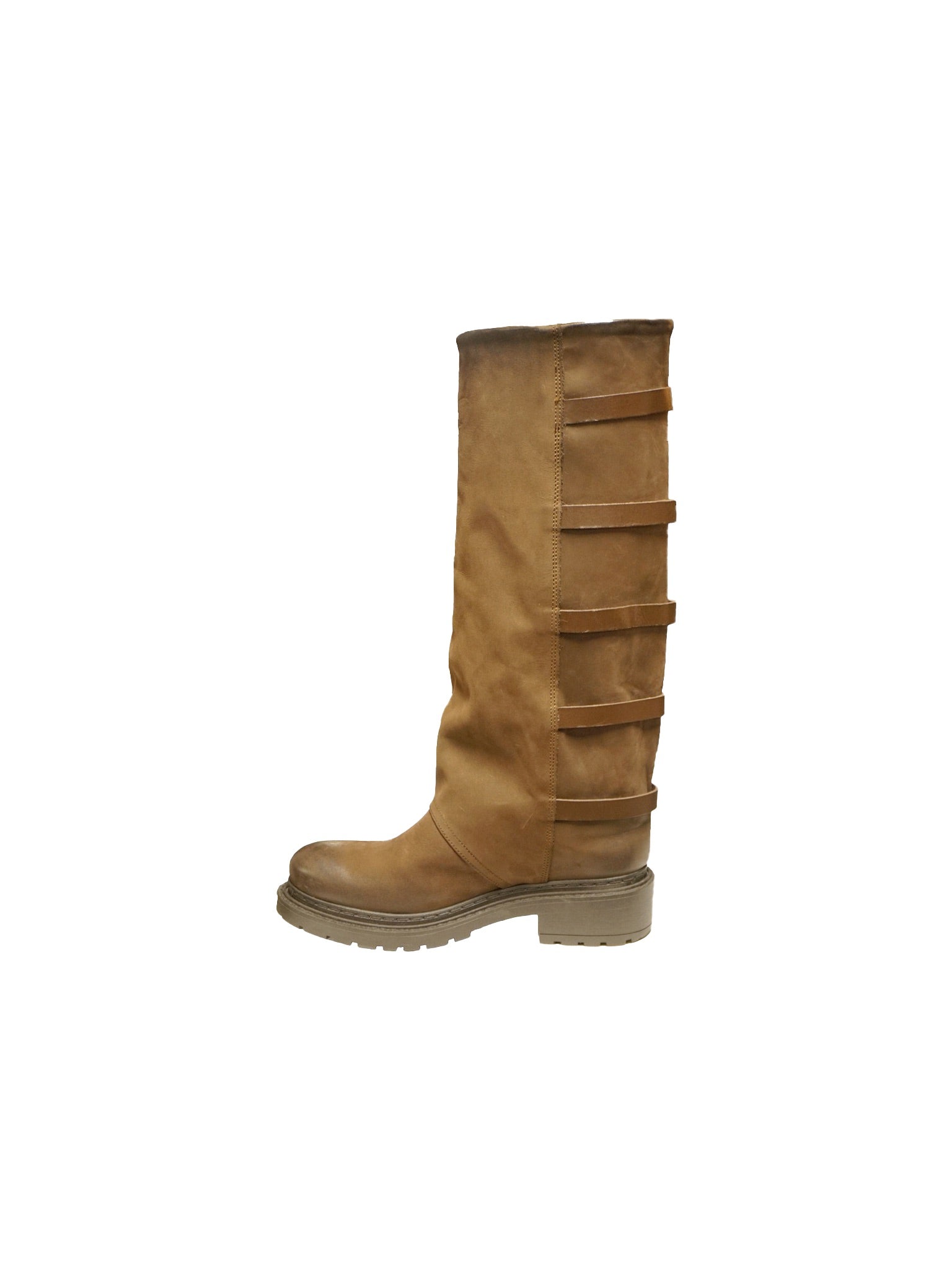 Stivali biker multi fibbie moro