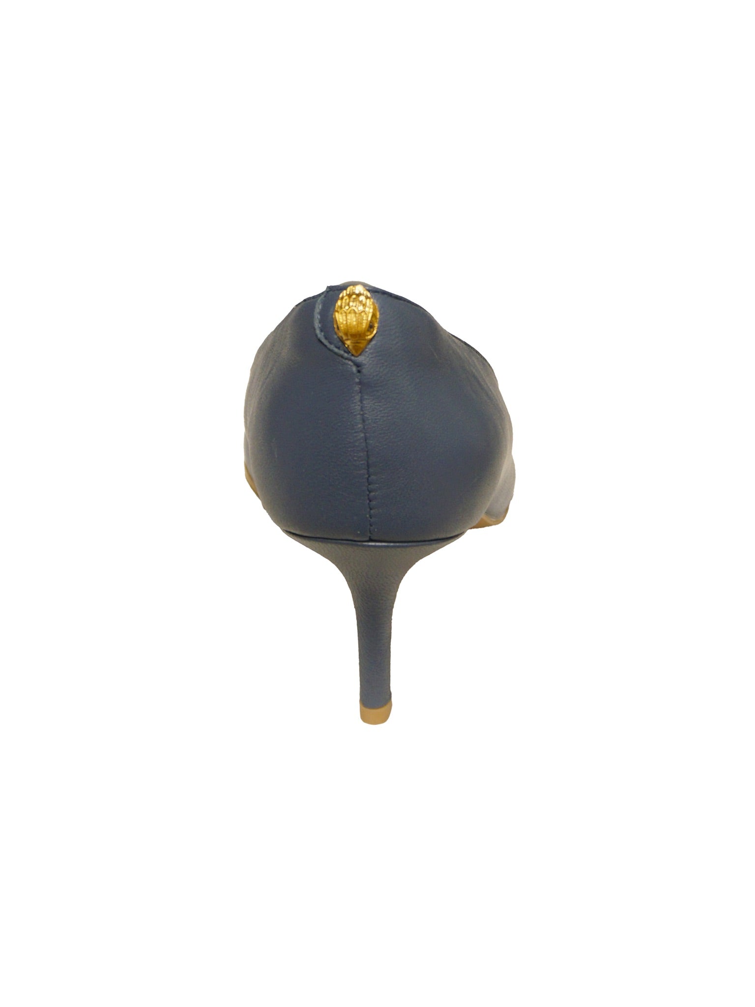 Décolleté classiche in pelle blu polvere con punta affusolata e tacco basso