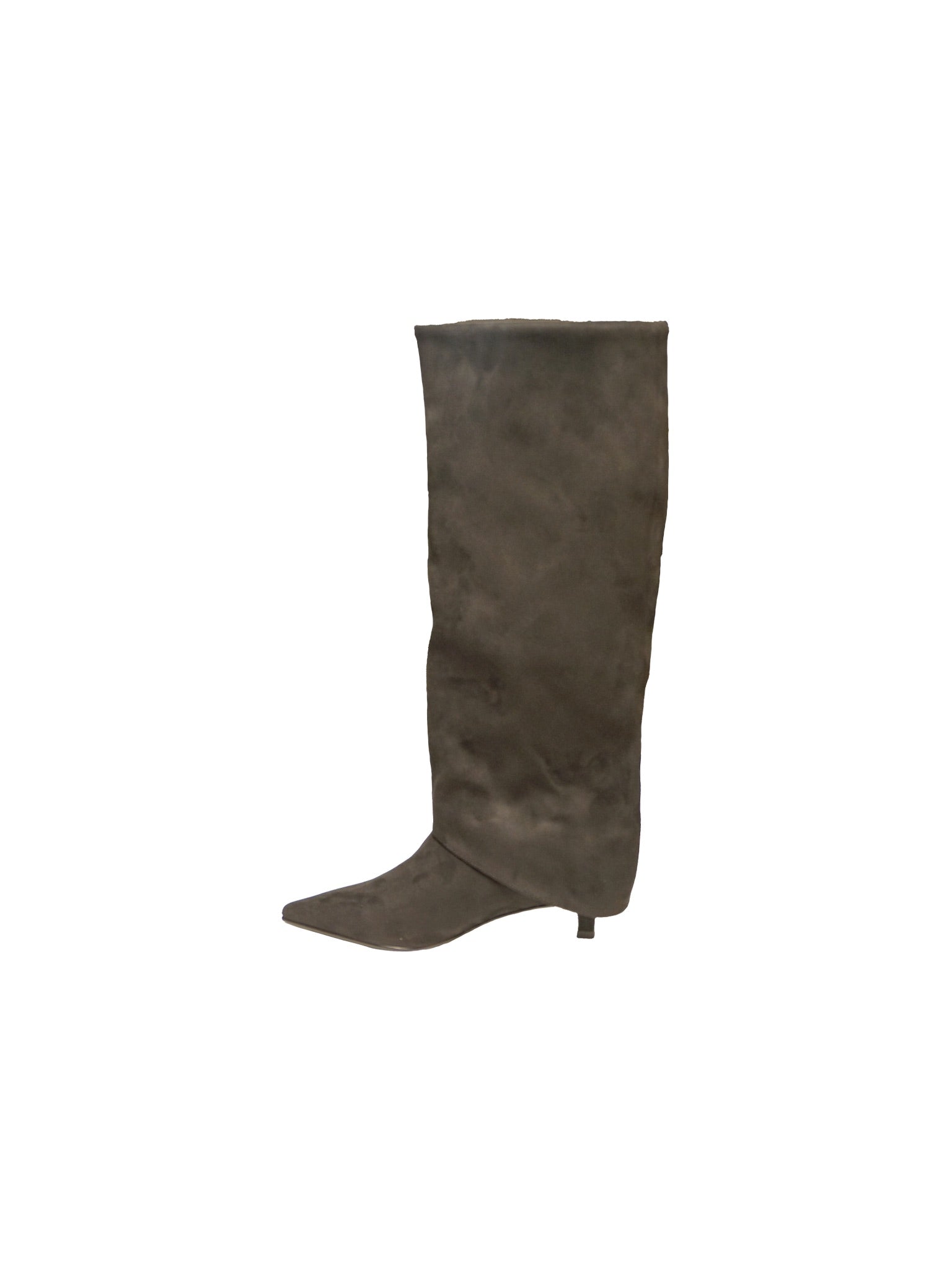 Stivali a gambale in camoscio color nero con tacco basso