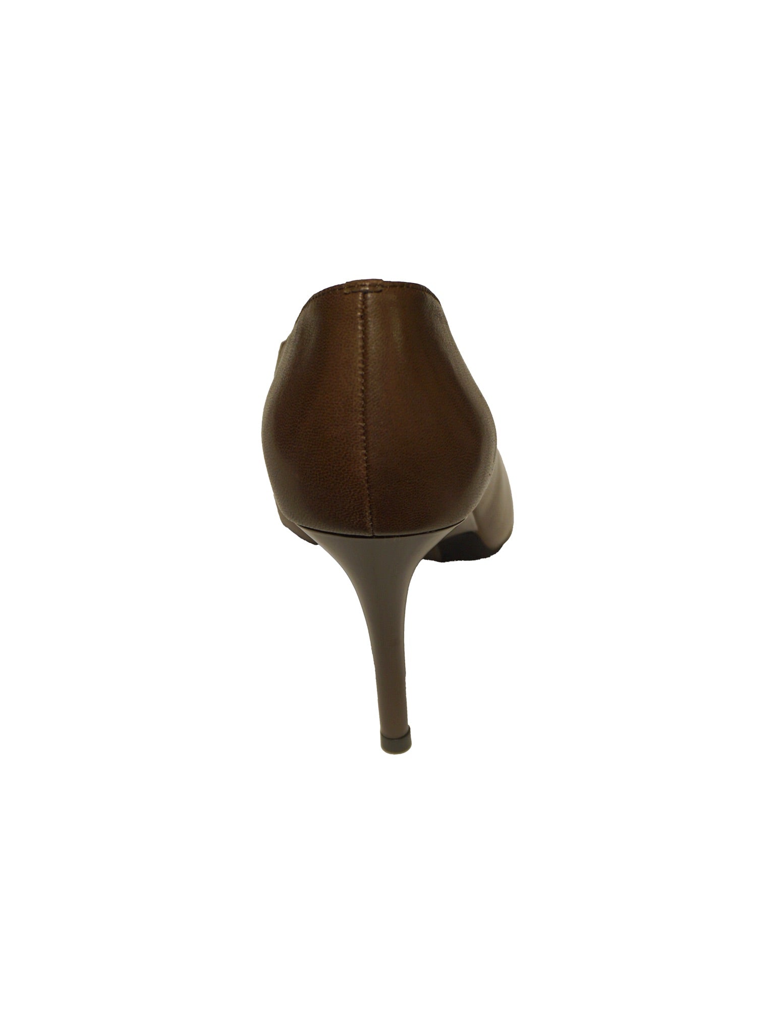 Décolleté in pelle color moro con punta affusolata e tacco a spillo scultura