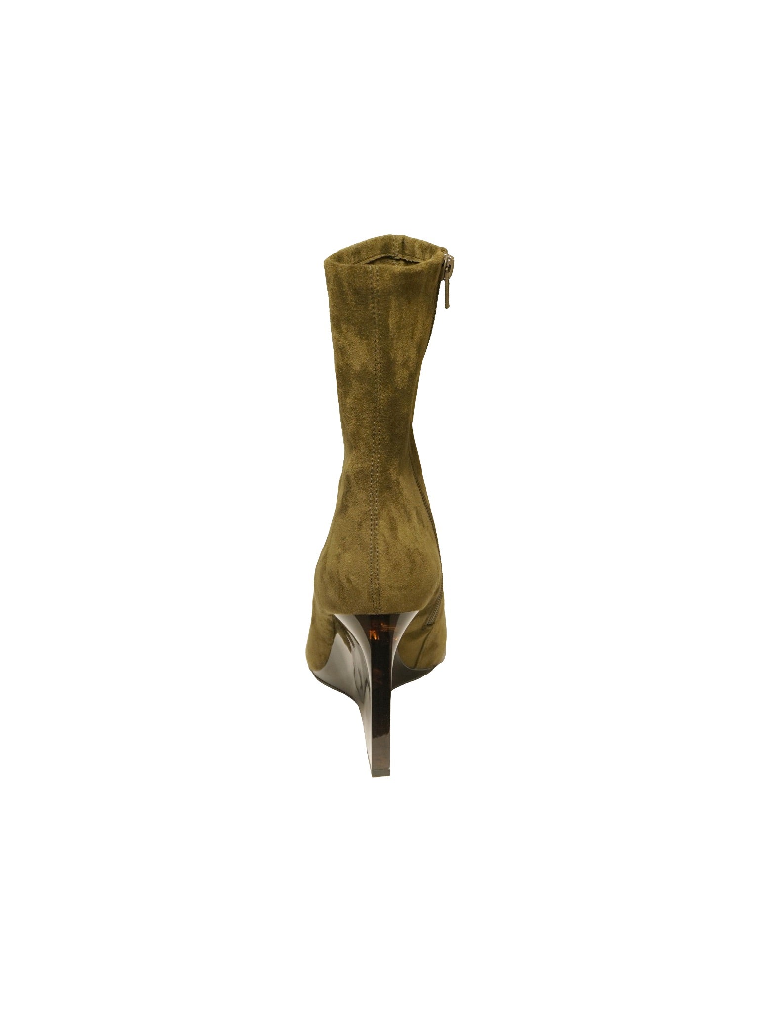 Stivaletto in camoscio kaki con zeppa trasparente