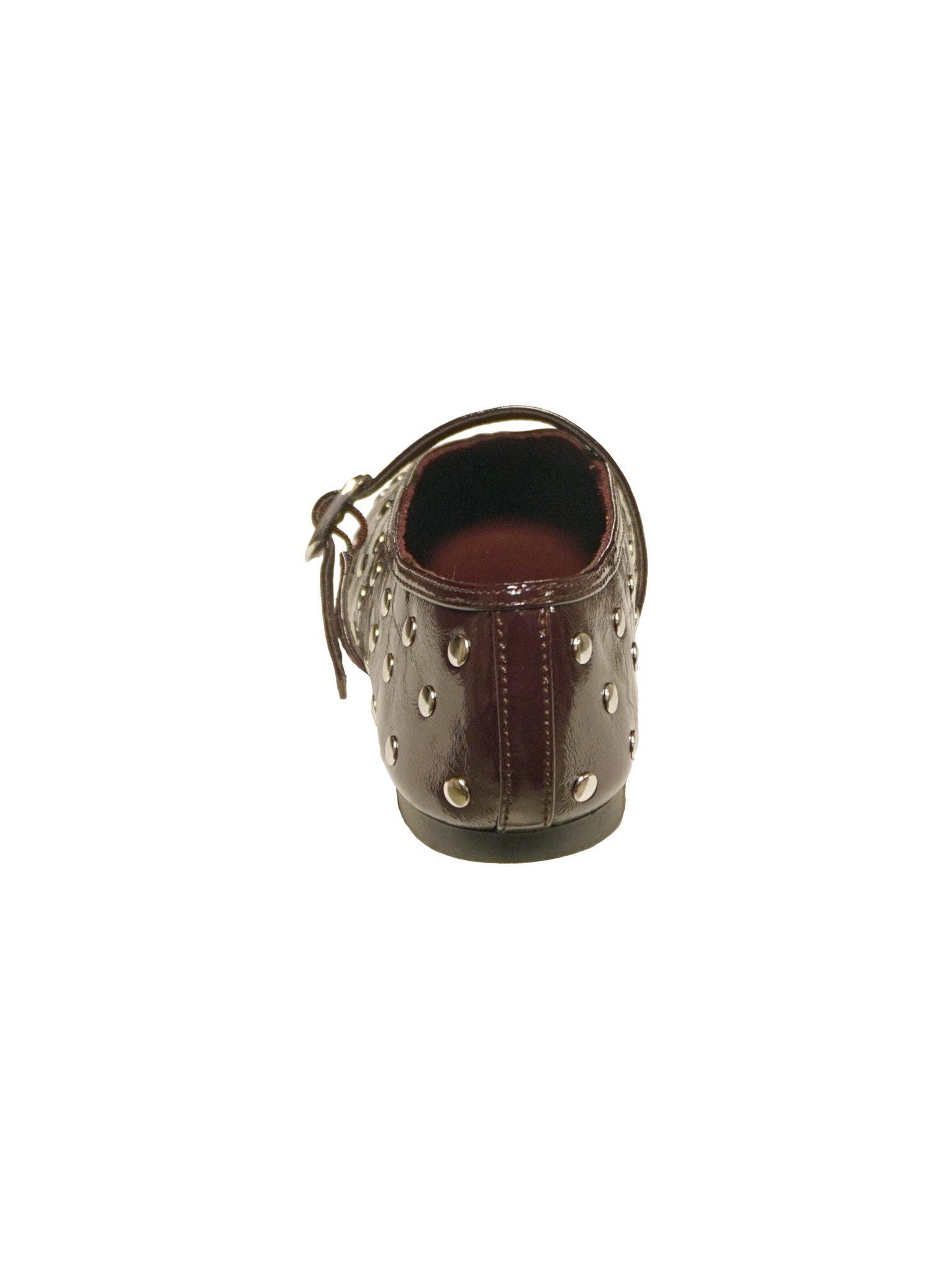 Ballerine in vernice bordeaux con borchie e cinturino