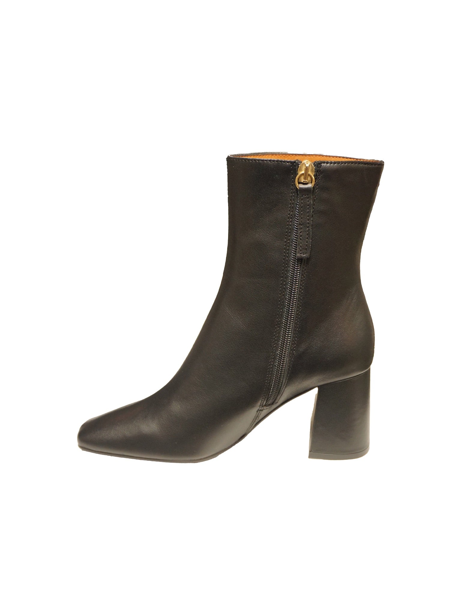 Stivaletto elegante in pelle con tacco medio nero