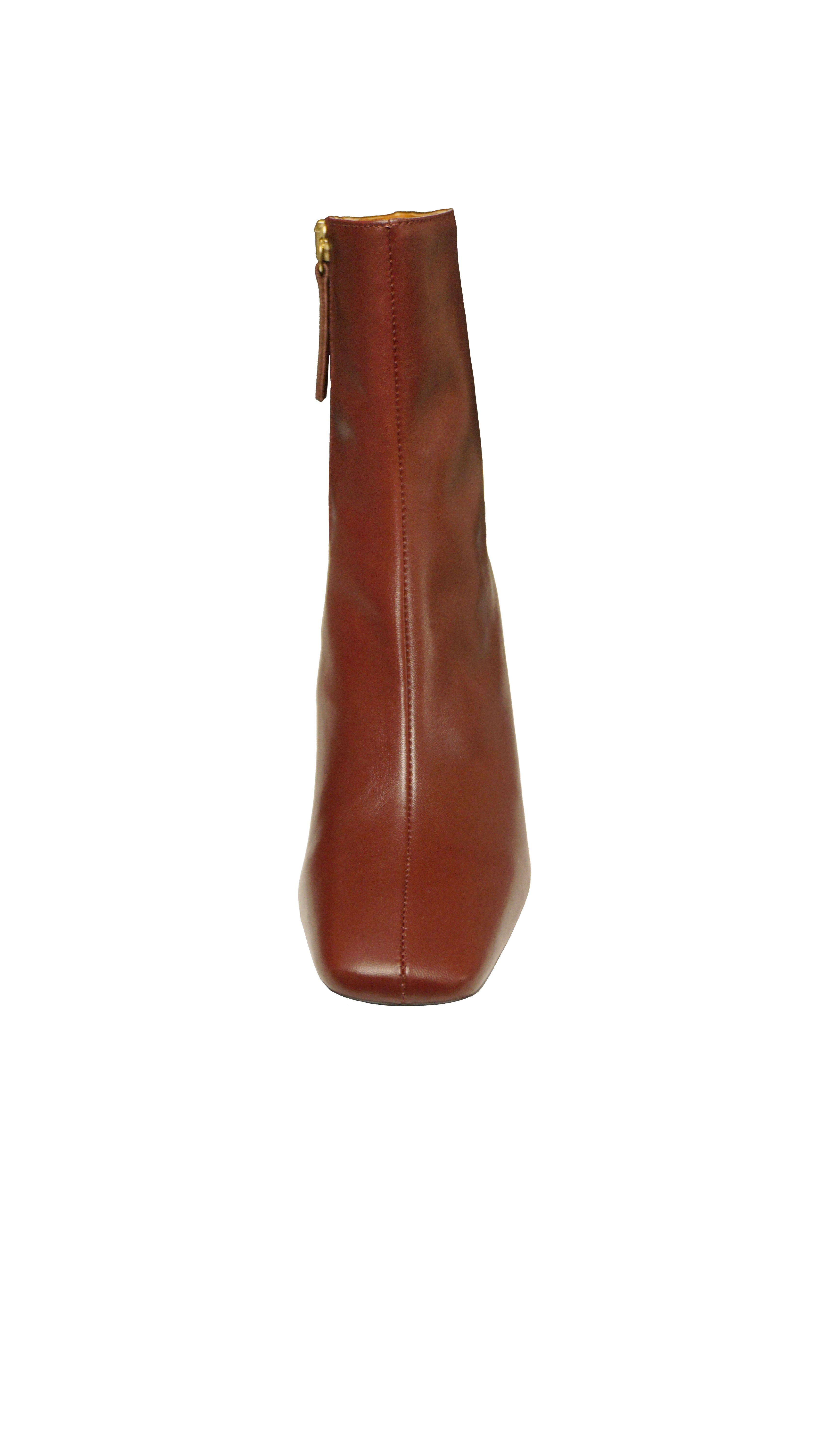 Stivaletto elegante in pelle con tacco medio bordeaux