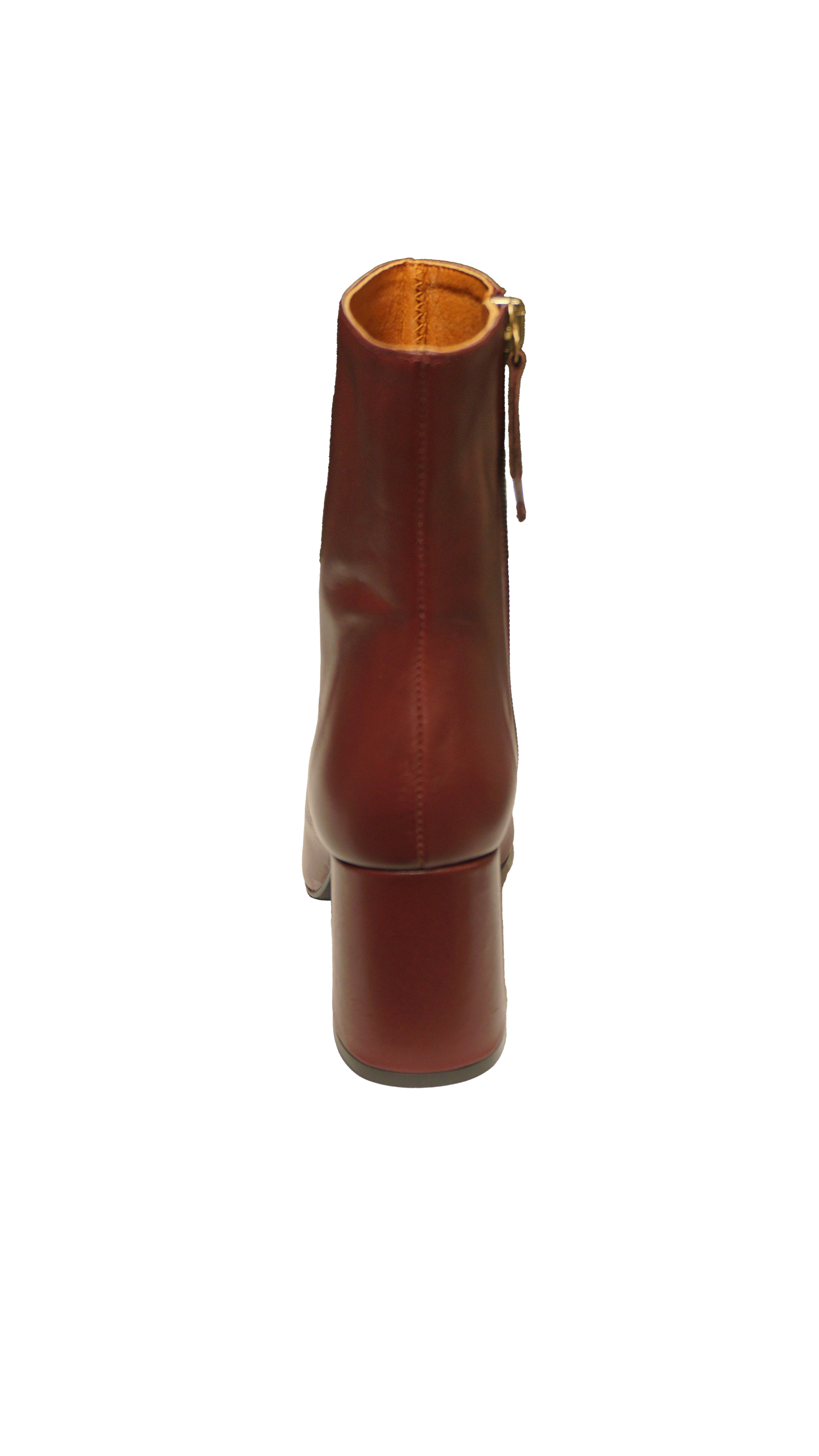 Stivaletto elegante in pelle con tacco medio bordeaux