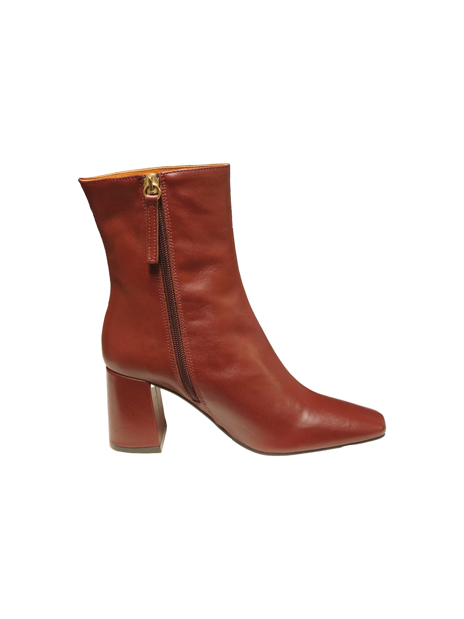 Stivaletto elegante in pelle con tacco medio bordeaux