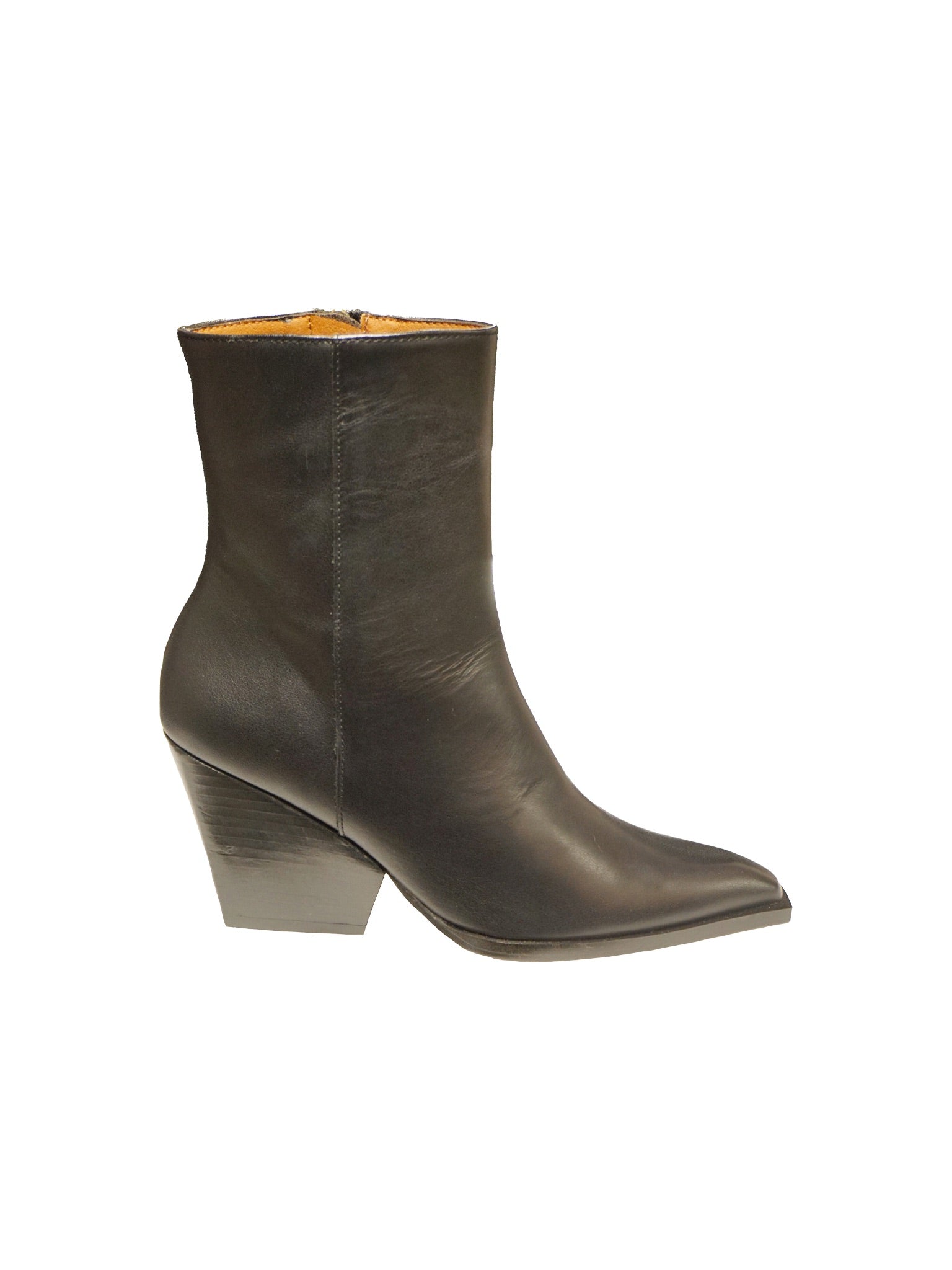 Stivaletto texano in pelle con punta affusolata nero