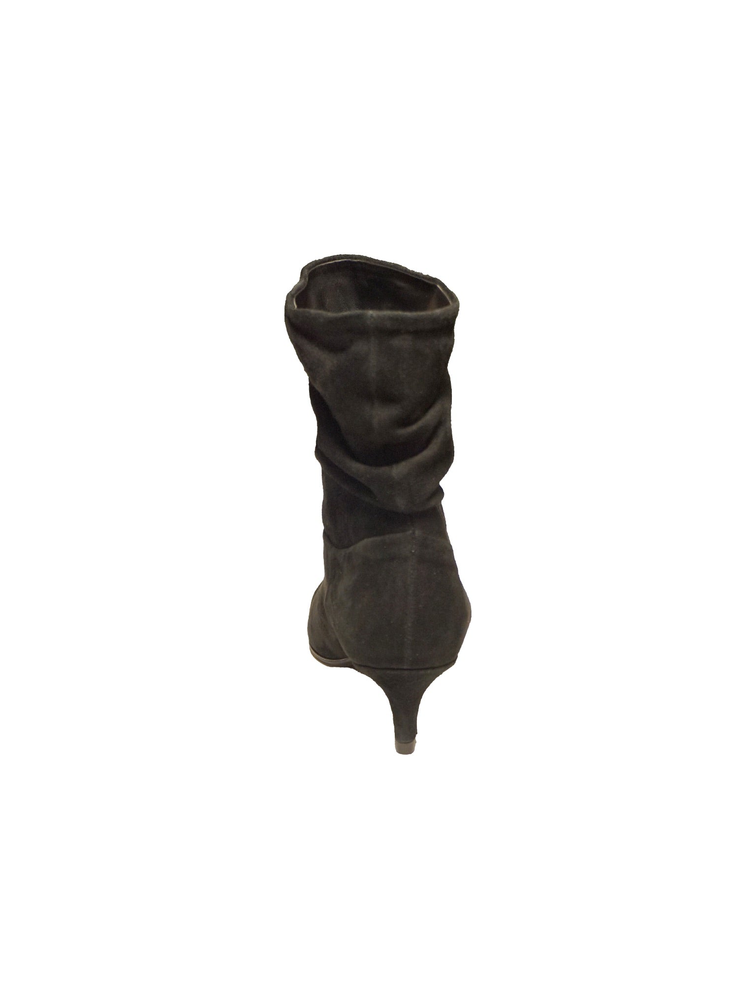 Stivaletto camoscio nero con punta sfilata e arricciatura