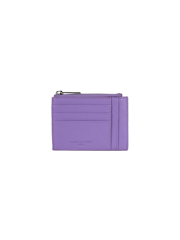 Leather card holder with zip closure