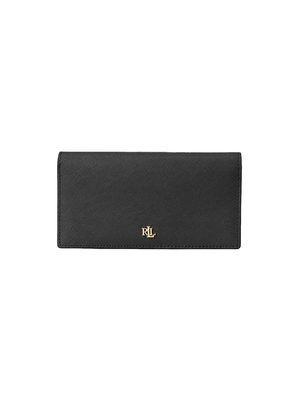 Leather wallet with zip pocket and automatic closure