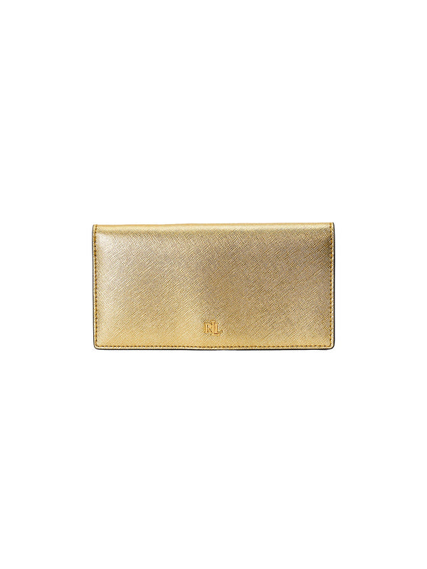 Leather wallet with zip pocket and automatic closure