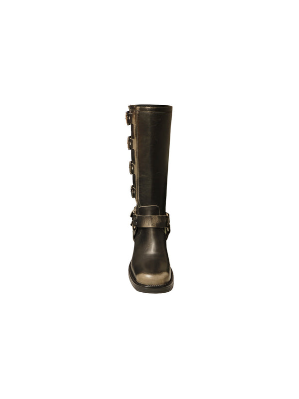Multi-buckle biker boots
