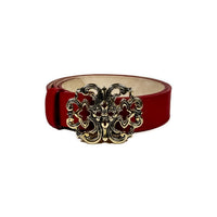 Leather belt with vintage buckle