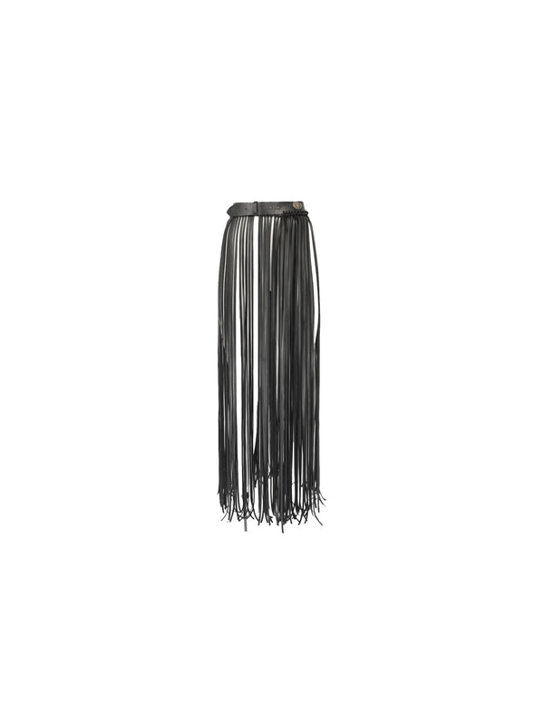 Cintura in pelle con frange lunghe