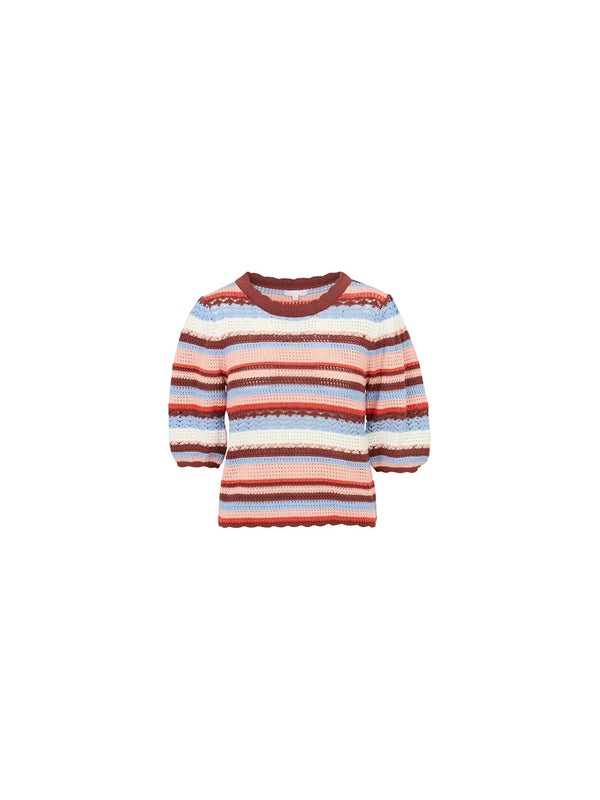 Maglia crochet con maniche a sbuffo