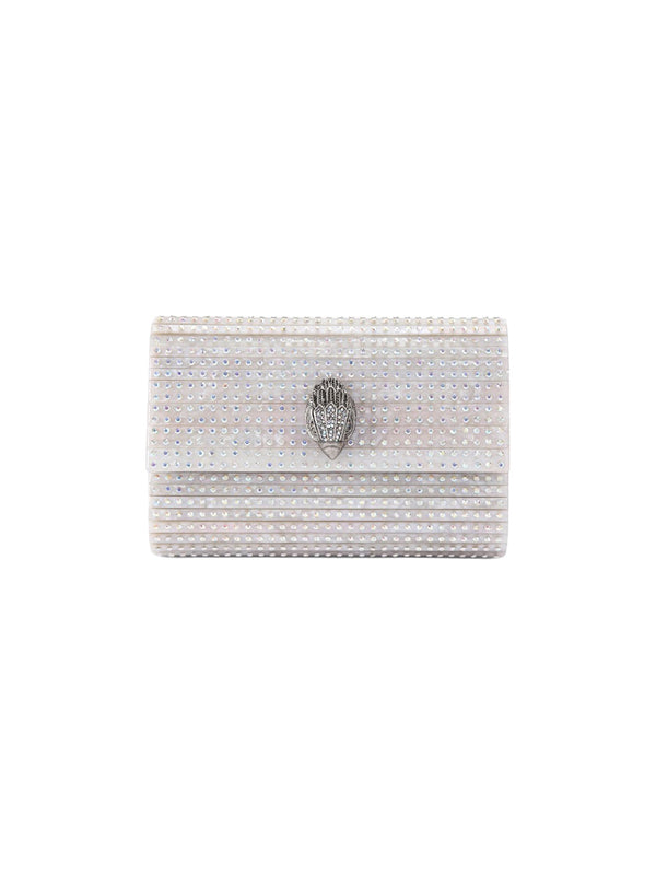 Pochette rigide avec finitions argentées et cristaux