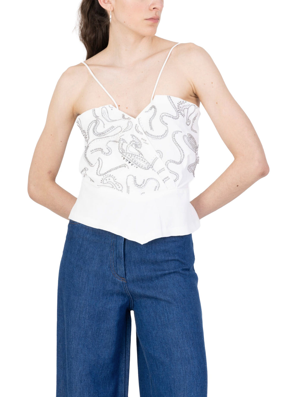 Top con dettagli strass