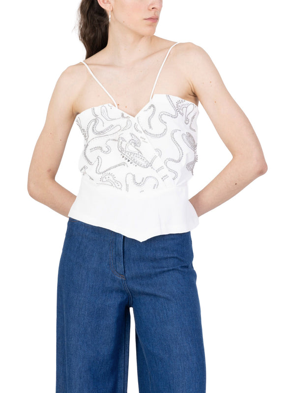 Top con dettagli strass