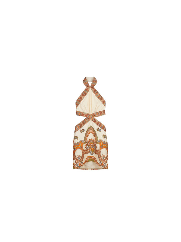 Mini abito cut out damascato