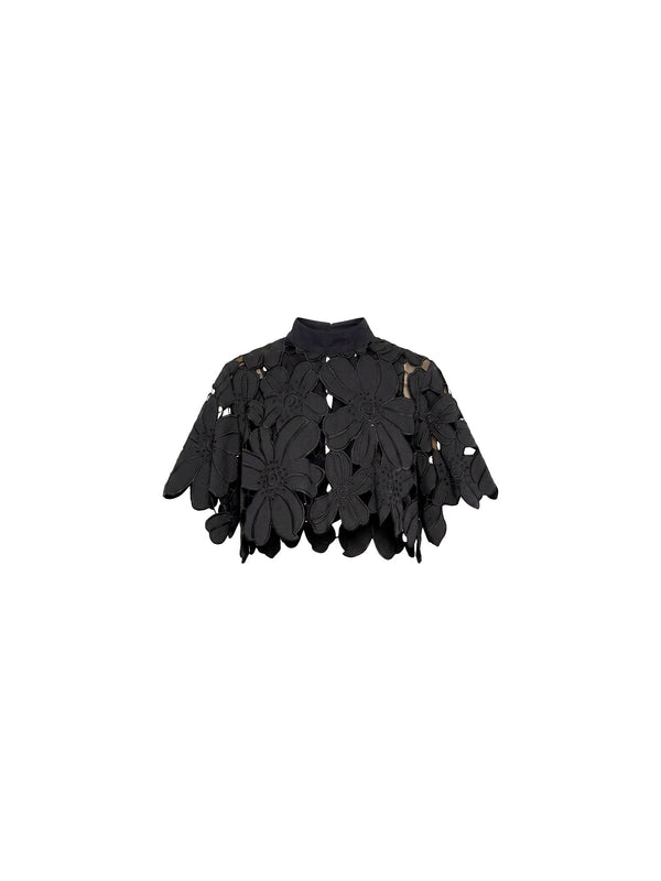 Blusa cropped in sangallo