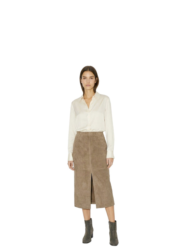 Gonna longuette in suede