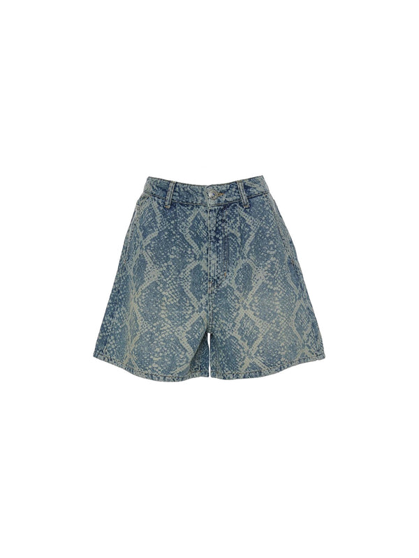 Bermuda denim stampa serpente