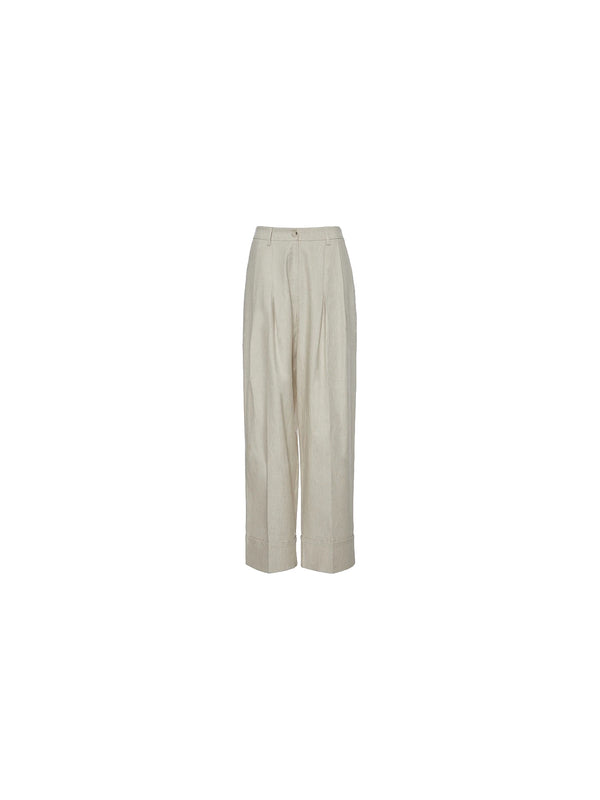 Pantalone con pinces in lino