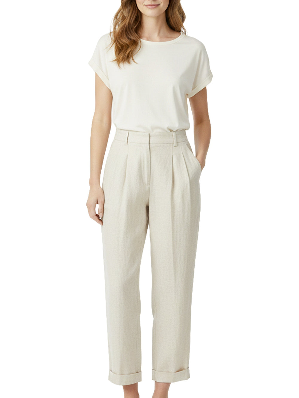 Pantalone con pinces in lino