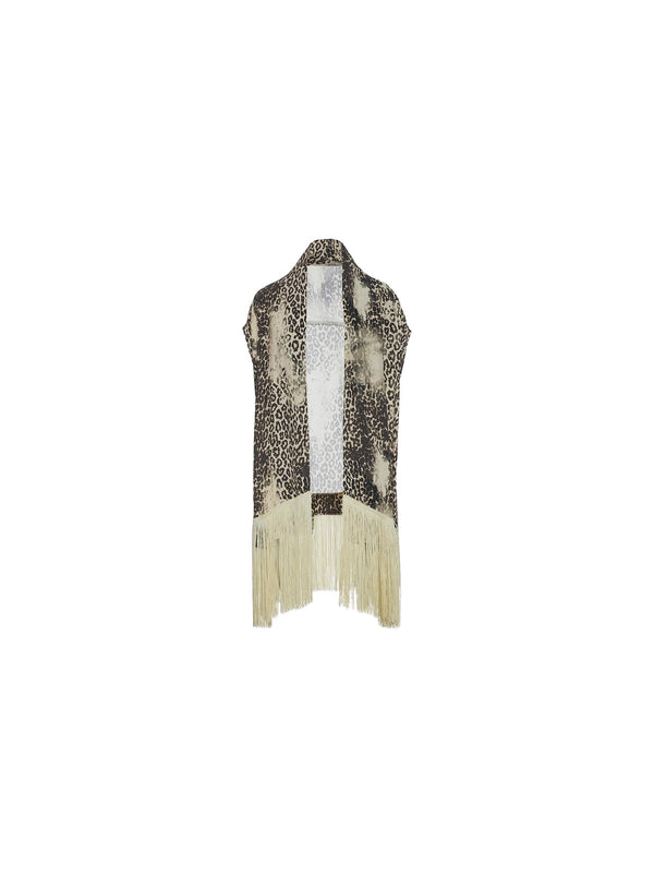 Gilet con frange animalier