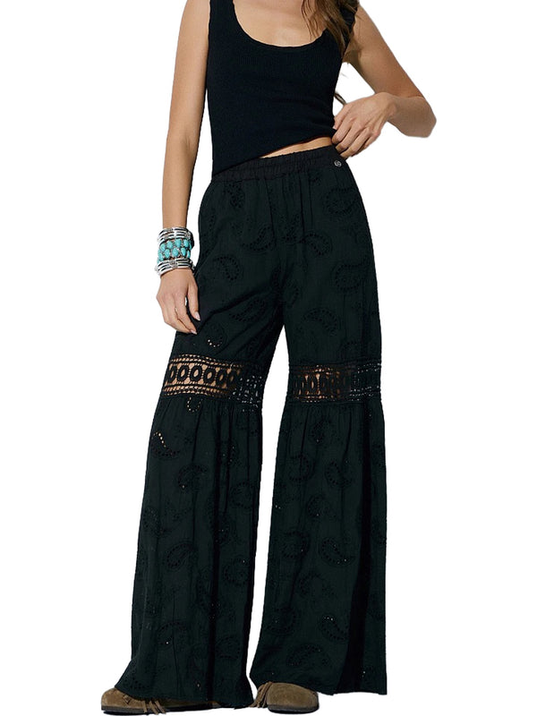Pantalone nero ricamato
