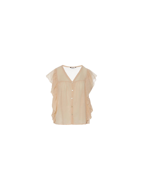 Camicia smanicata con volant