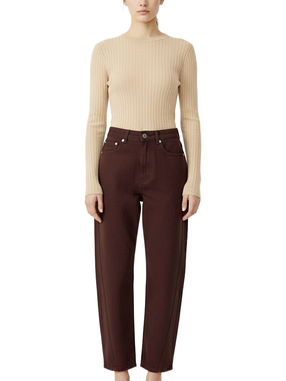 pantalon carotte en coton