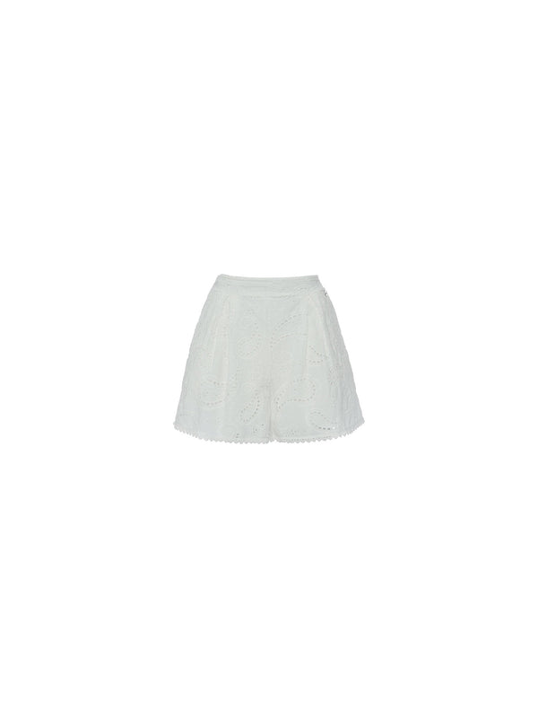 Short in pizzo bianco