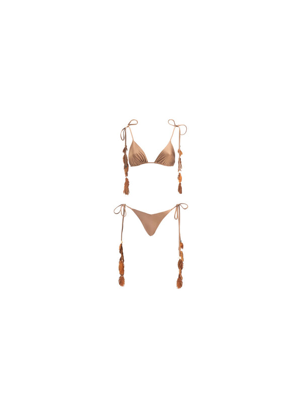Bikini con pendenti piume