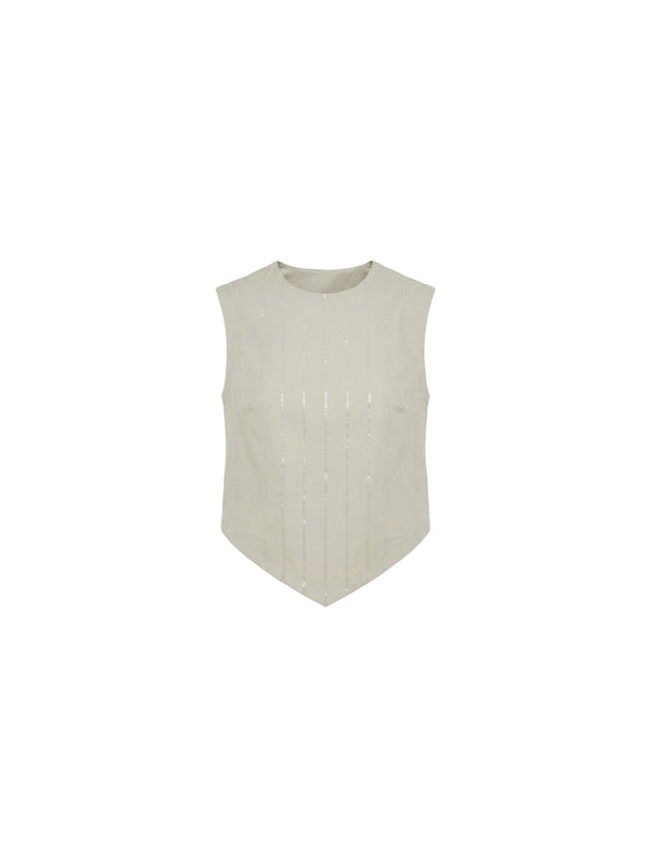 Top gessato con paillettes