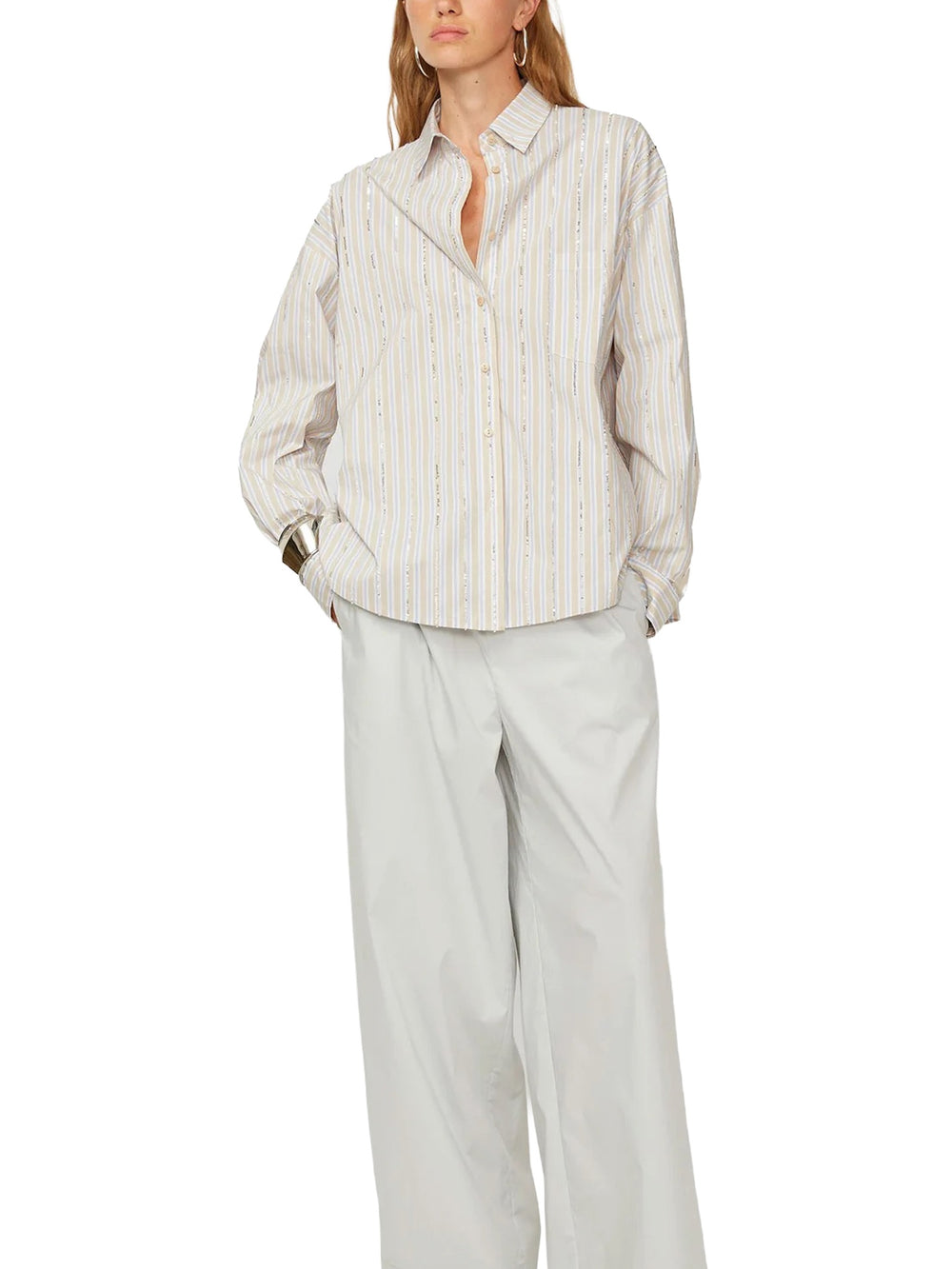 Camicia rigata con paillettes