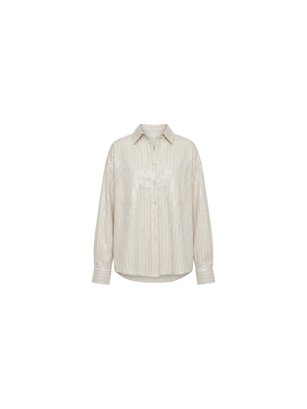 Camicia rigata con paillettes