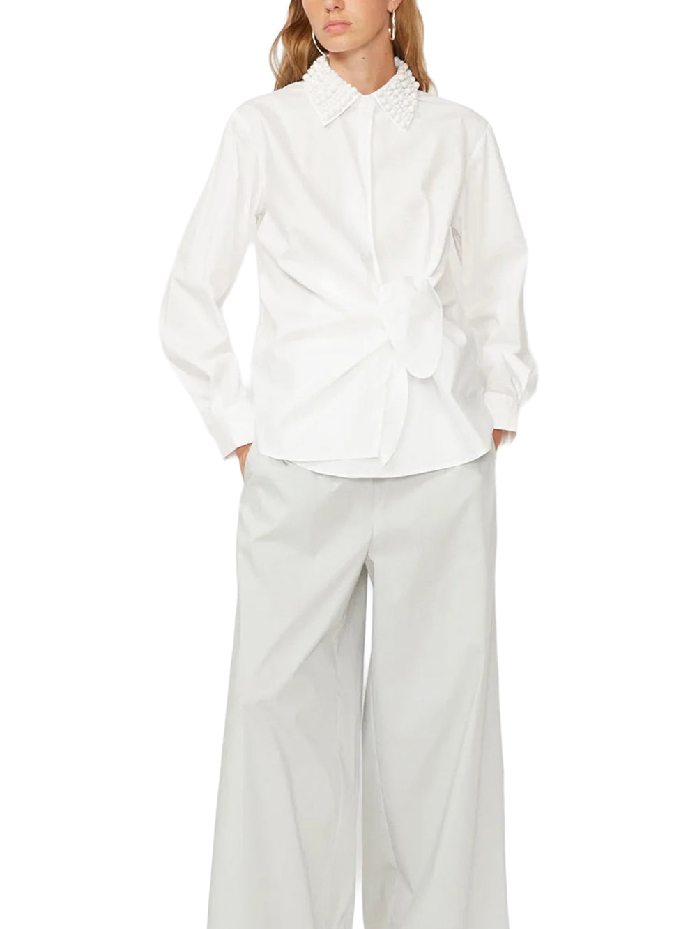 Camicia con colletto con perle