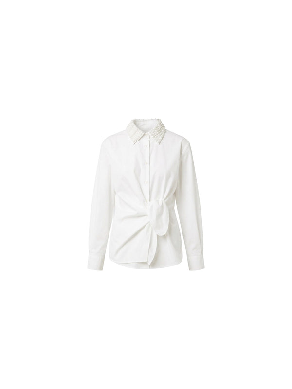 Camicia con colletto con perle