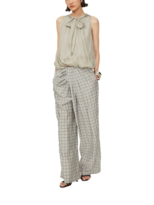 Pantalone a quadri drappeggiato