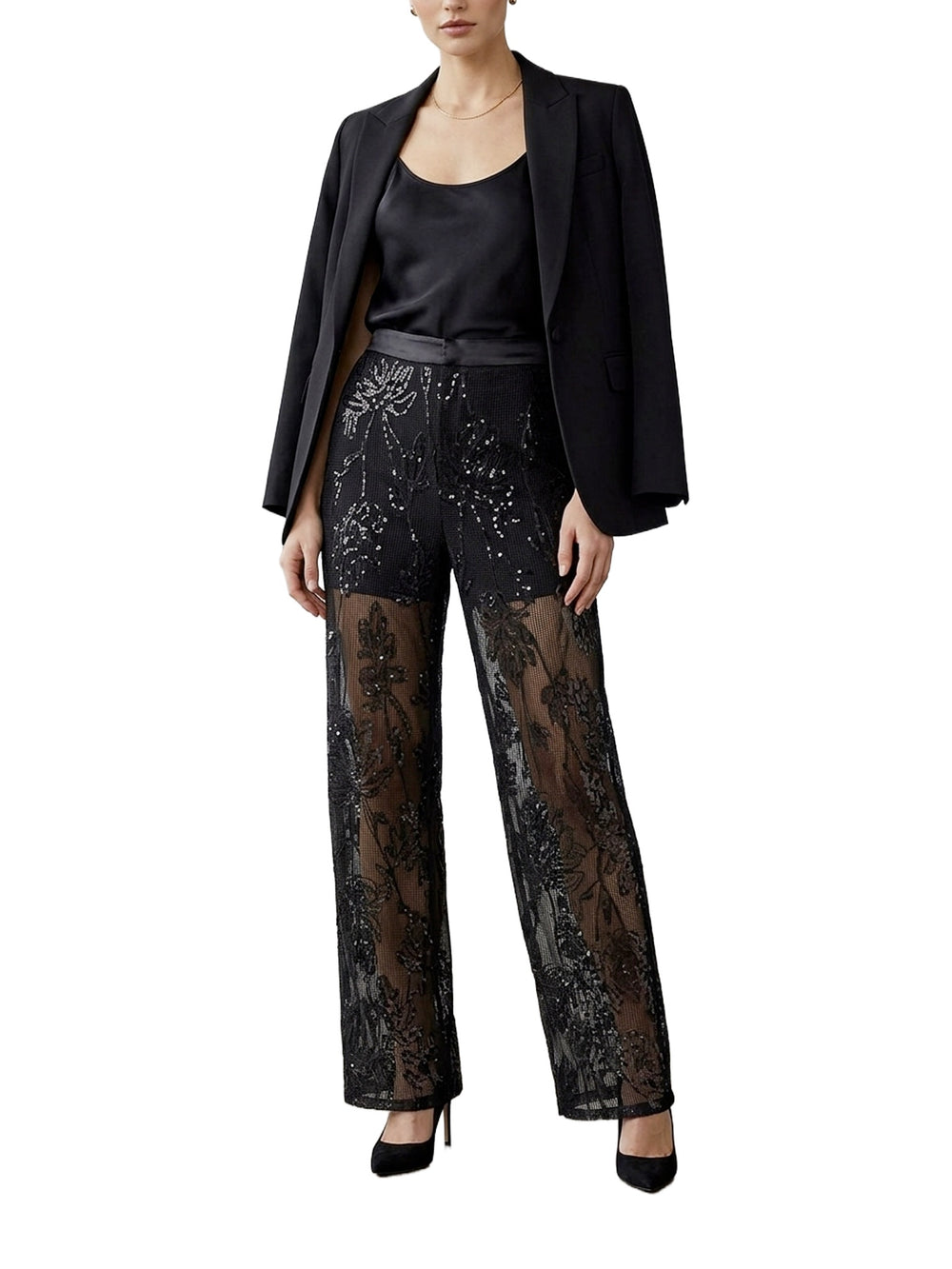 Pantalone a rete con paillettes