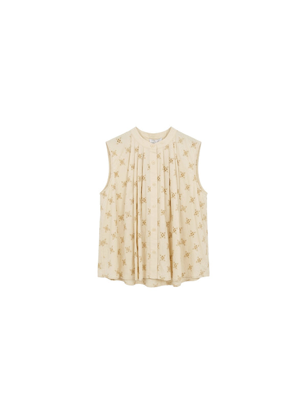 Camicia smanicata in sangallo