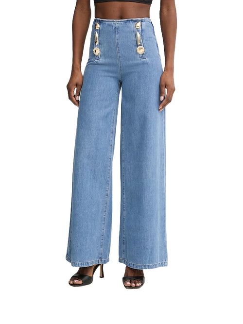 Pantalone con bottoni oro
