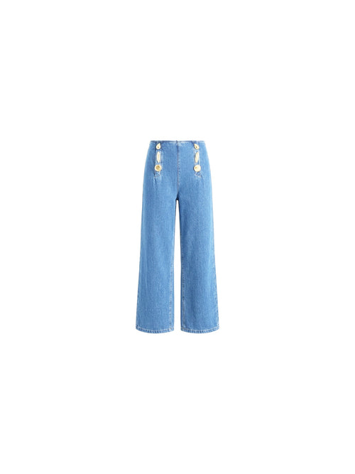 Pantalone con bottoni oro
